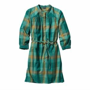 Patagonia Settlers Shirt Dress Green Plaid Size 4